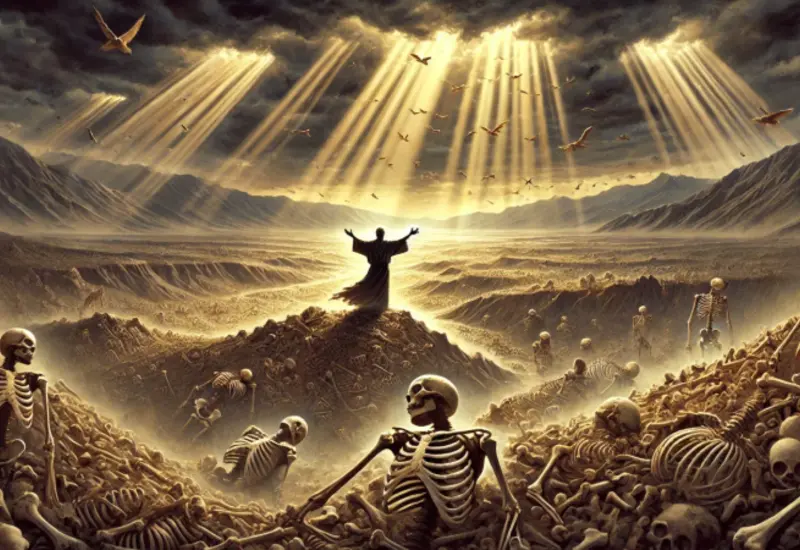 El valle de los huesos secos (Ezequiel 37:1-14).