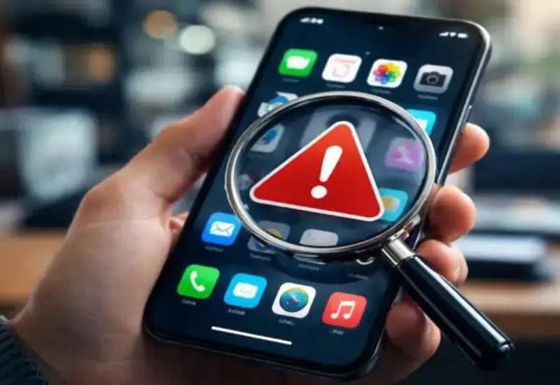 Una ilustración conceptual de un teléfono celular mostrando íconos de las miles de aplicaciones fraudulentas que representan un nuevo riesgo digital.