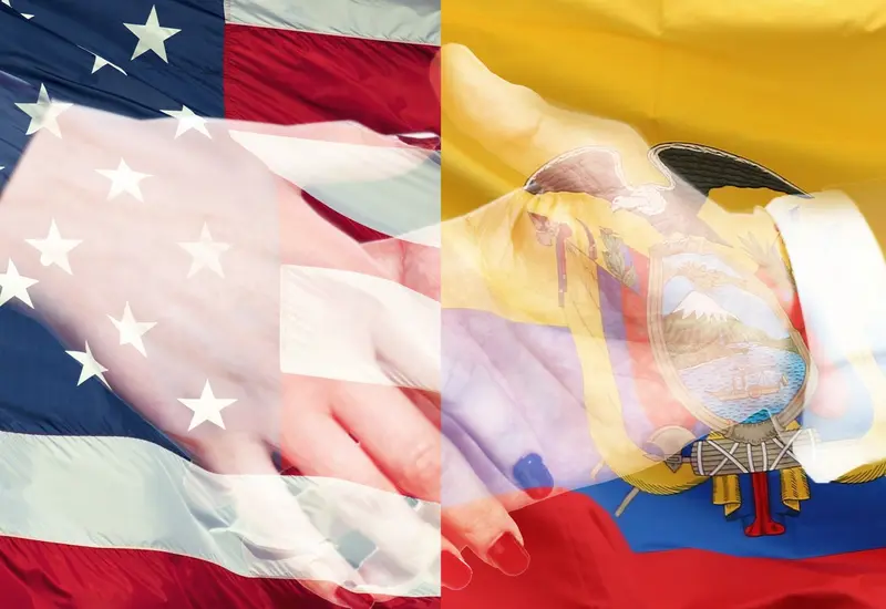 Representantes de Ecuador y Estados Unidos durante una reunión para intensificar la estrategia de seguridad y la lucha contra el crimen organizado.