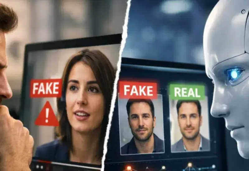 Ilustración conceptual sobre el reto del deepfake, mostrando la baja precisión de los algoritmos de IA para identificar videos falsos.