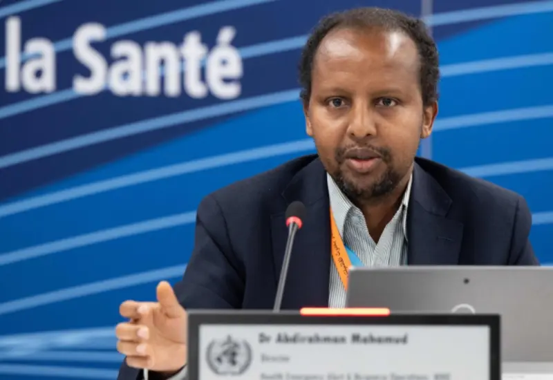 Abdirahman Mahamud, director de alertas y respuesta de la OMS, figura clave en la investigación del brote mortal de hantavirus.