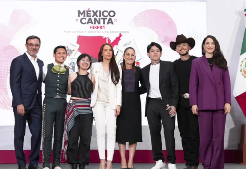 Cartel oficial de la convocatoria México Canta por la Paz y contra las Adicciones 2026, anunciando la gran final en el Auditorio Nacional.