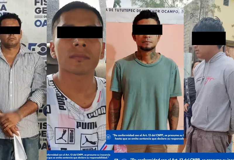 Los cuatro individuos detenidos por la autoridad, puestos a disposición del Juez que los requirió por su presunta comisión de delitos sexuales.
