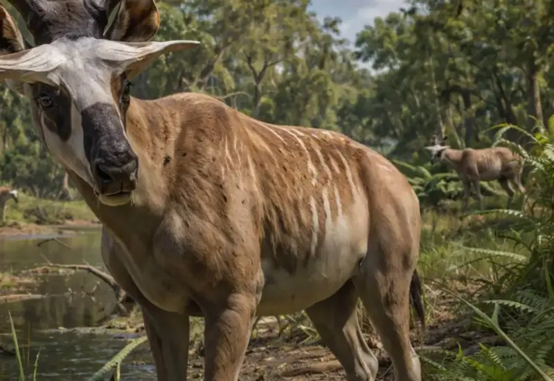 Recreación de un extraño pariente de la jirafa, una especie que vivió hace 15.9 millones de años en la península ibérica.